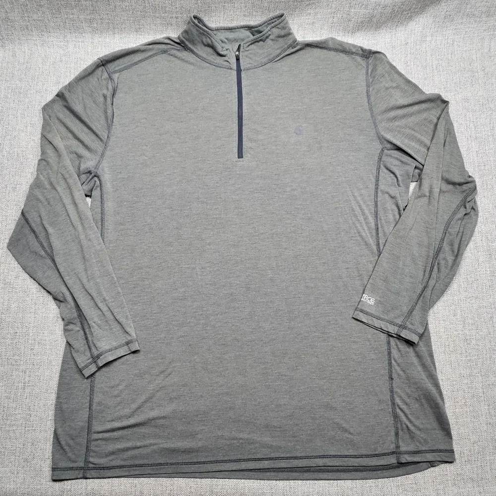 Carhartt Force Extremes Shirt Mens 2XL Gray Quarter Zip Long Sleeve Work Top